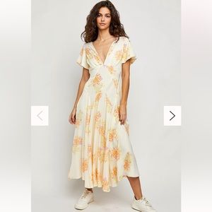 Free People Laura Printed Midi Dress Tea Combo size Small